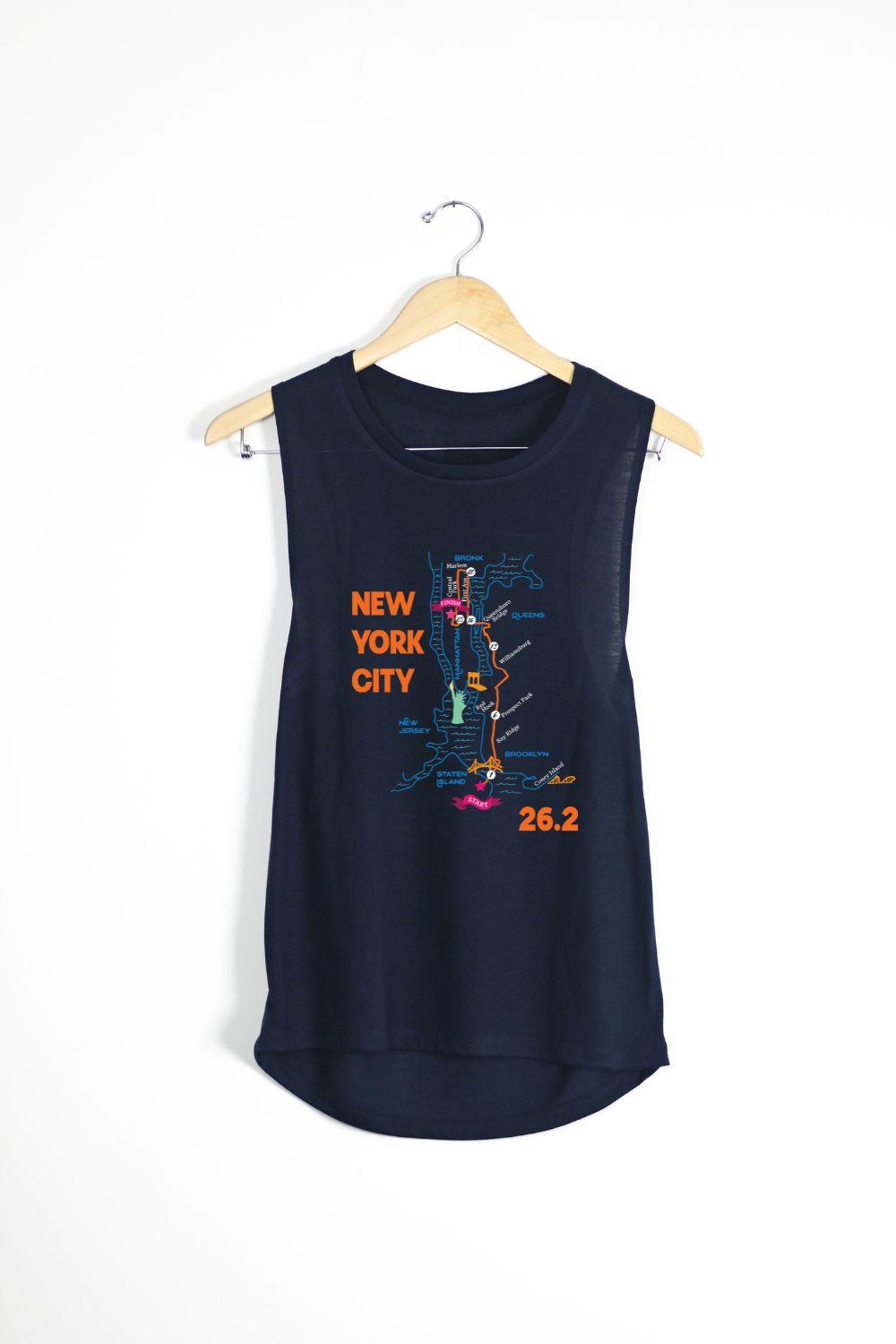 new york city marathon gear NYC 26.2 Map Tank Small / Navy