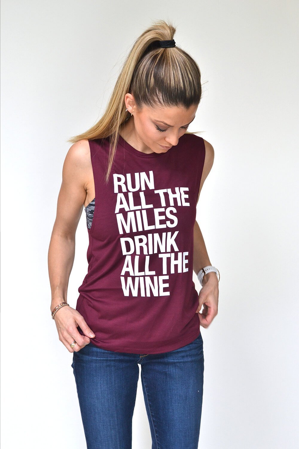 Run All The Miles, Drink All The Wine - Muscle Tank - Sarah Marie Design Studio
