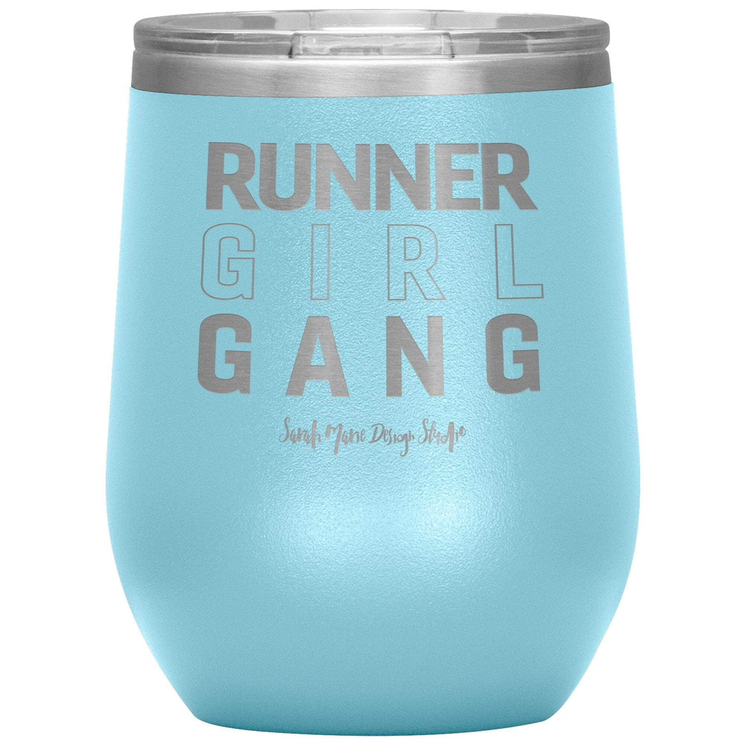 teelaunch Tumblers Light Blue Runner Girl Gang Wine Tumbler