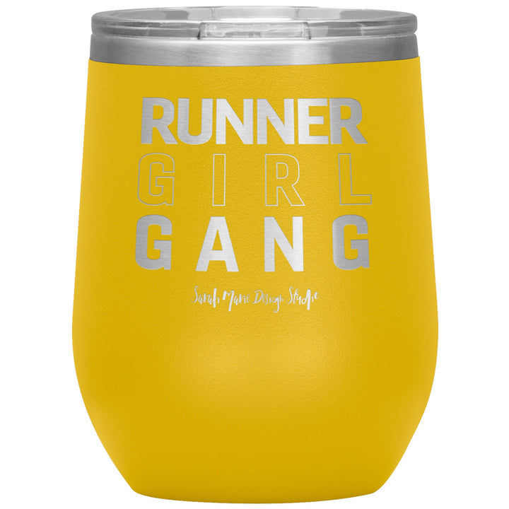 teelaunch Tumblers Yellow Runner Girl Gang Wine Tumbler