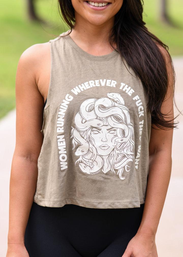 Women Running Wherever They Want Racerback Crop Top - Sarah Marie Running Co.