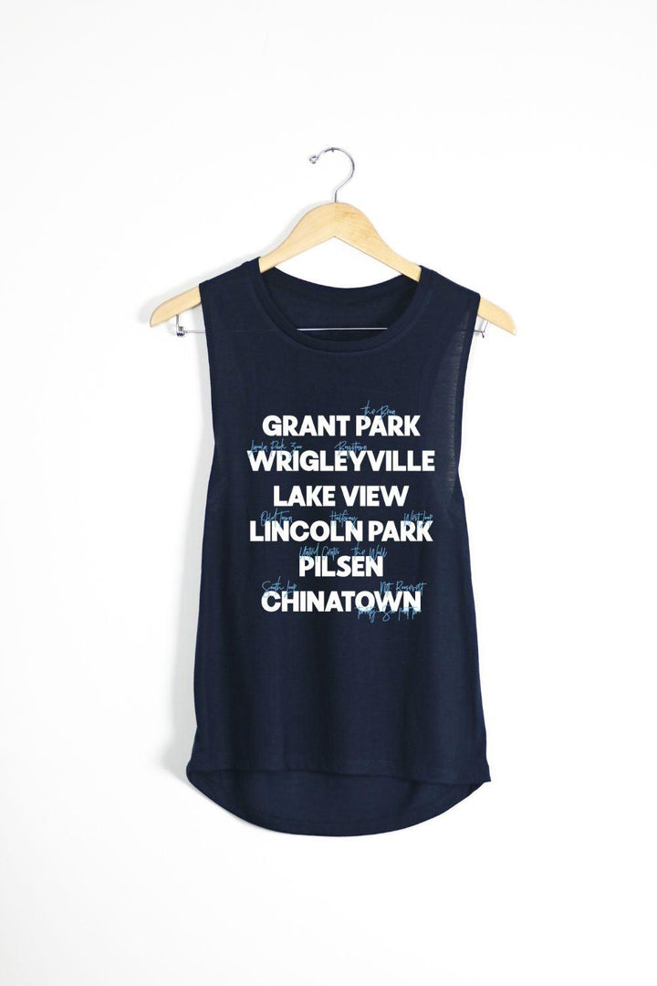 Chicago Neighborhoods Muscle Tank - Marathon Running Apparel