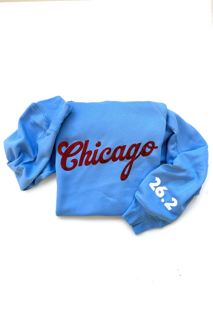 Chicago Sweatshirt - Running apparel, add marathon 26.2 to sleeve