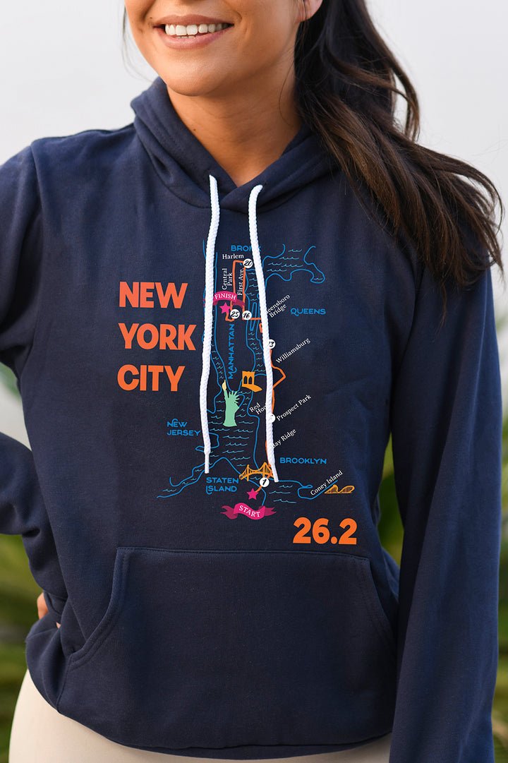 NYC Map 26.2 Hoodie - Sarah Marie Running Co.