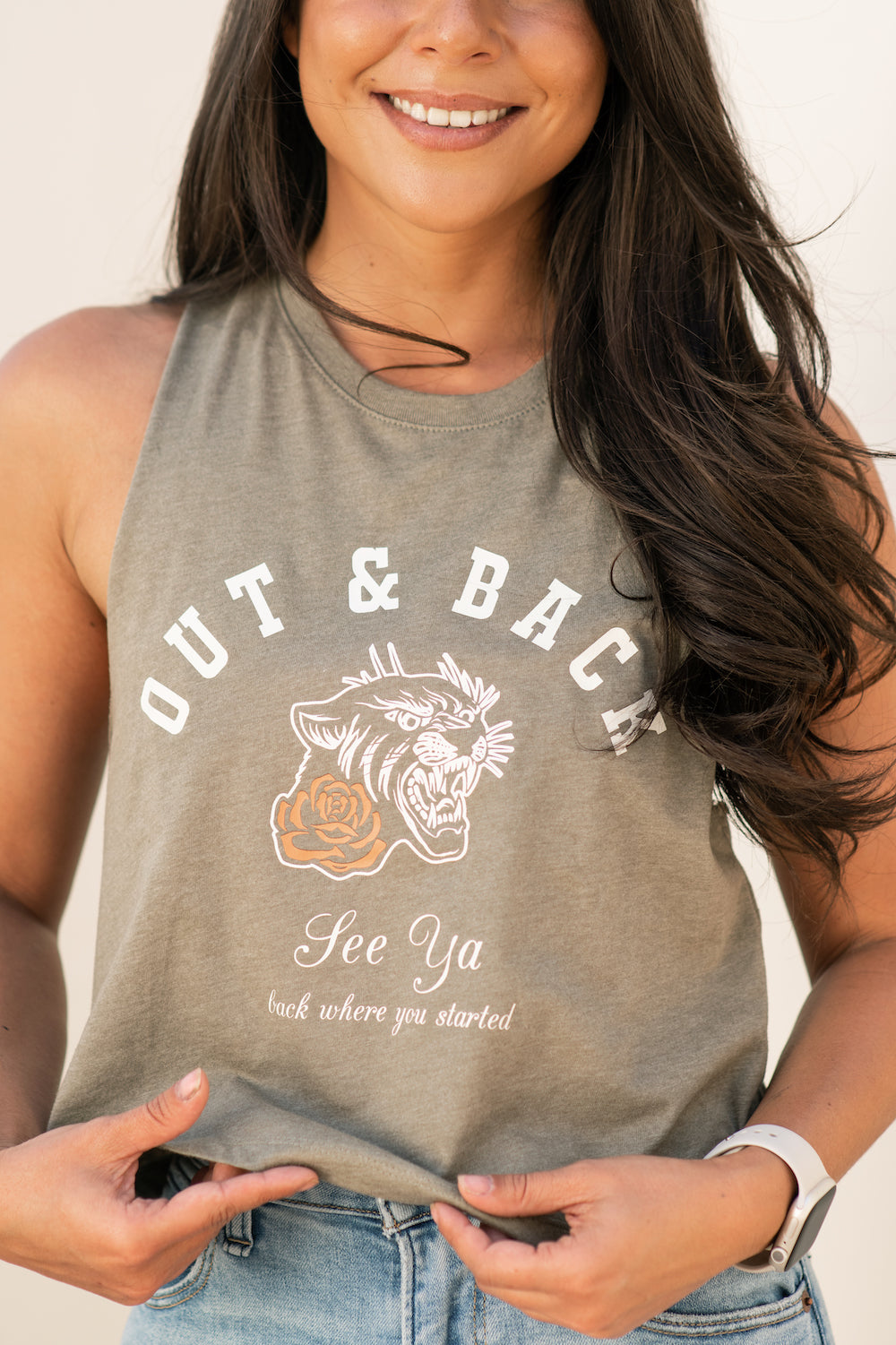Out & Back Running Racerback Crop Tank