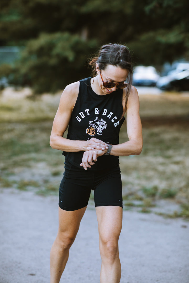Out & Back Running Racerback Crop Tank