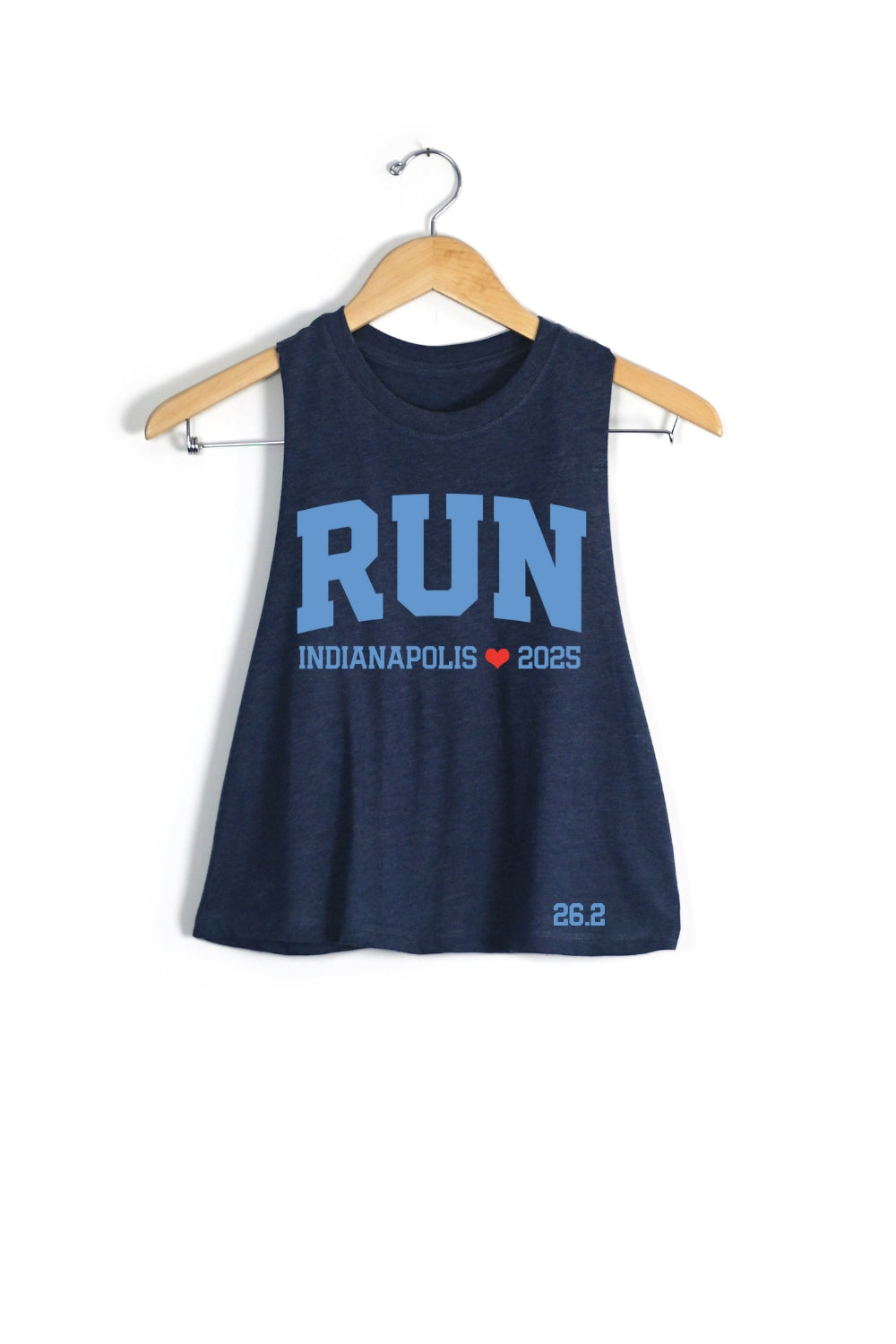 RUN Indianapolis 2025 Racerback Crop Tank - Sarah Marie Running Co.