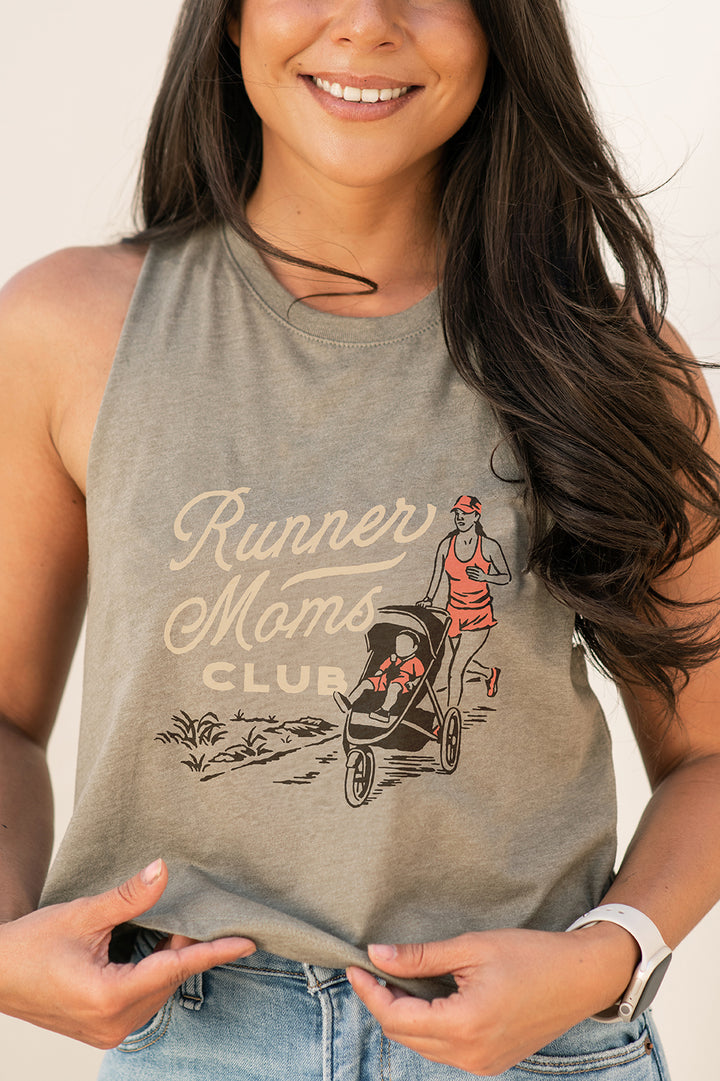 Runner Moms Club Racerback Crop Top