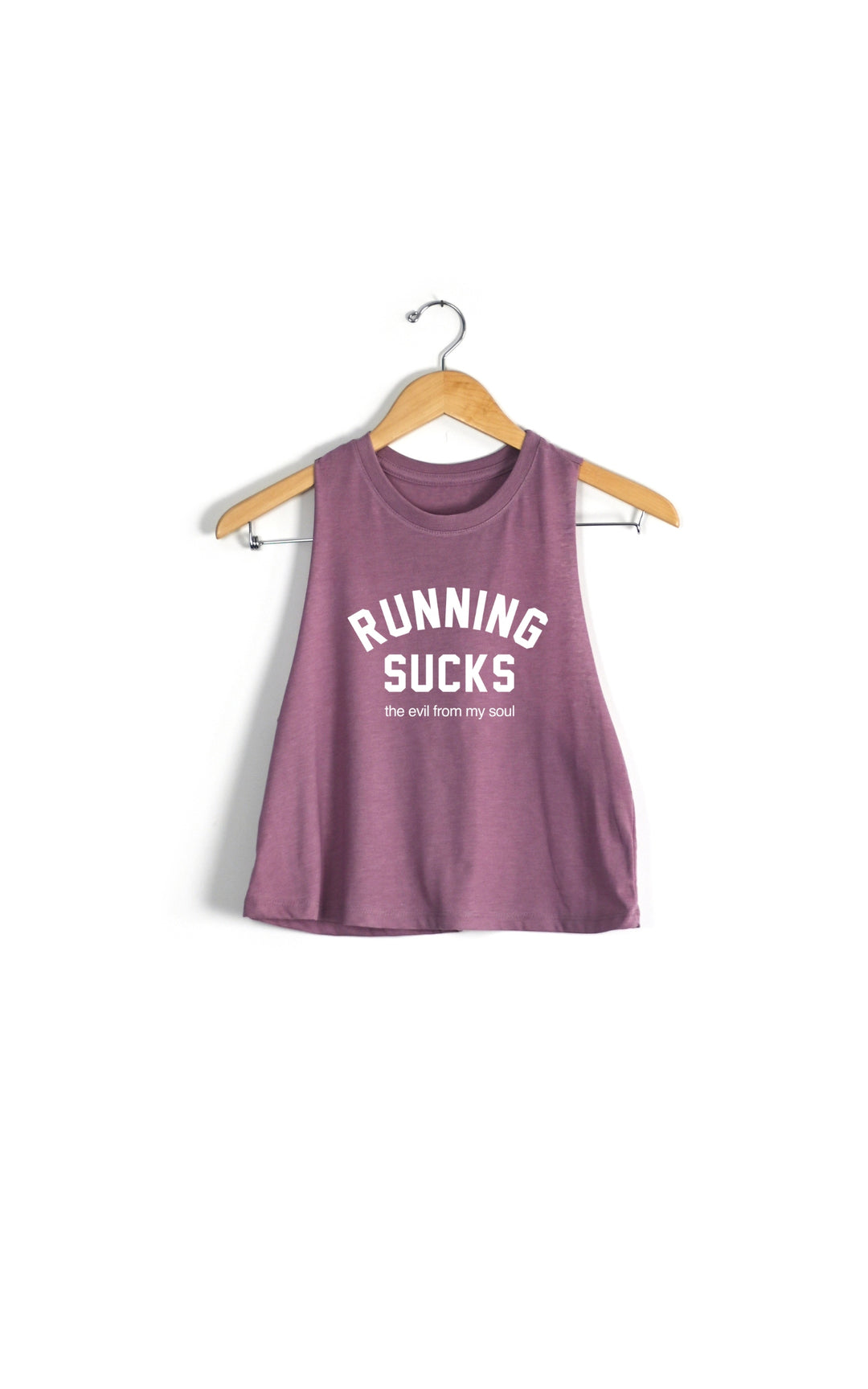 Running Sucks the evil from my soul Racerback Crop Tank