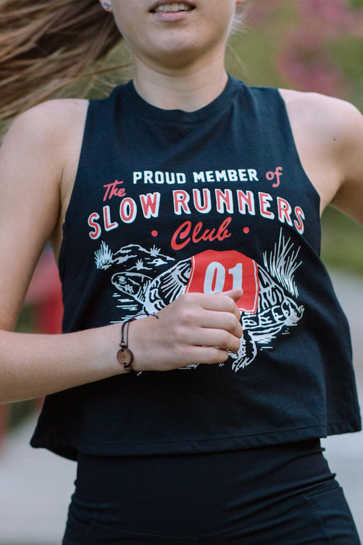 Slow Runners Club Racerback Crop Top