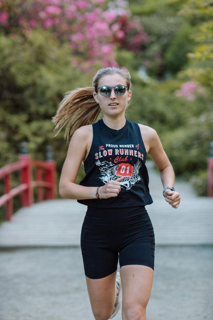 Slow Runners Club Racerback Crop Top