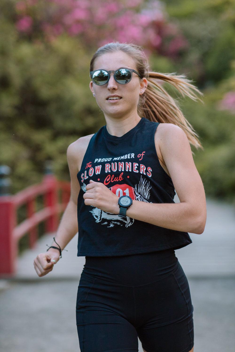 Slow Runners Club Racerback Crop Top