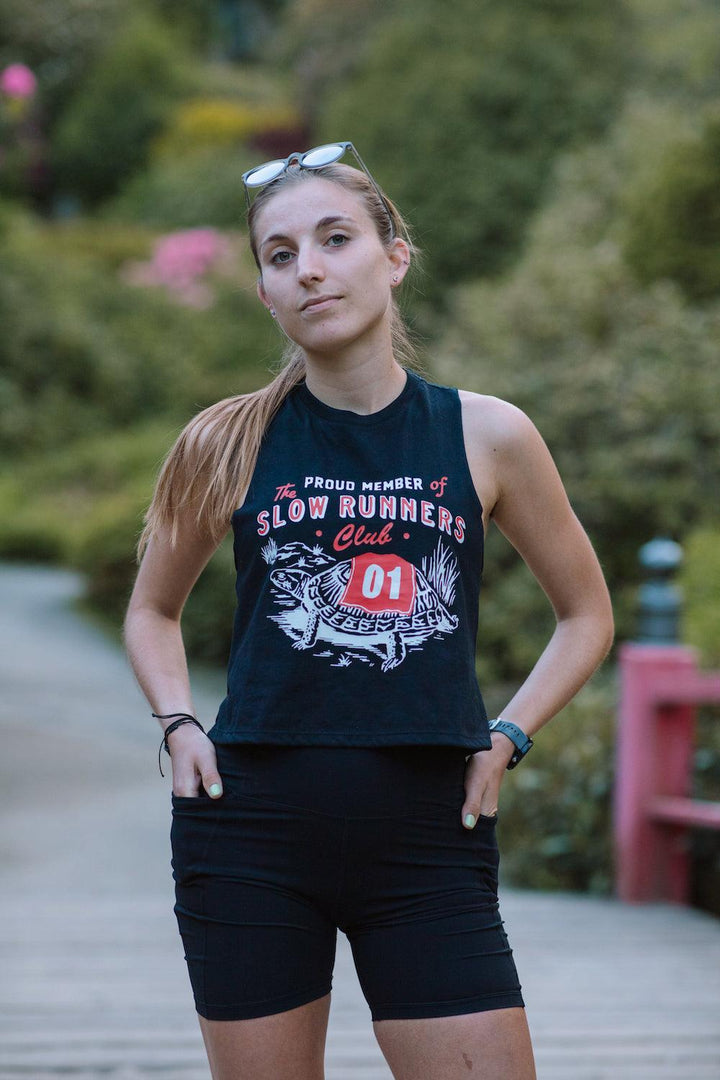 Slow Runners Club Racerback Crop Top