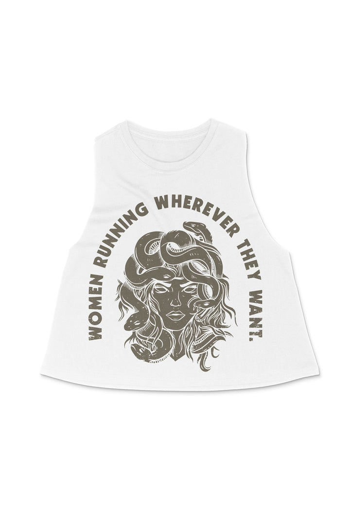 Women Running Wherever they Want Racerback Crop Top