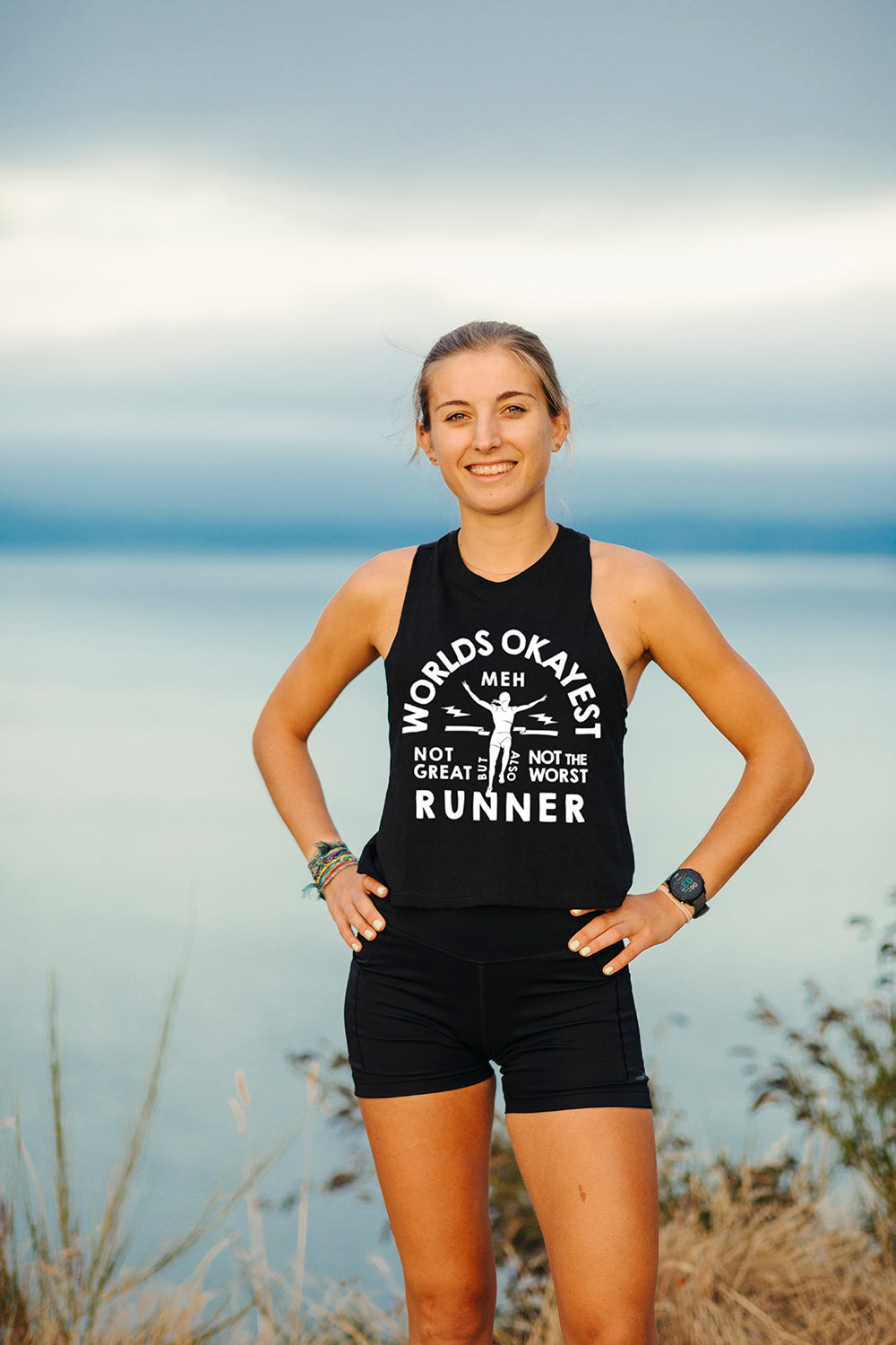 World's Okayest Runner Racerback Crop Top