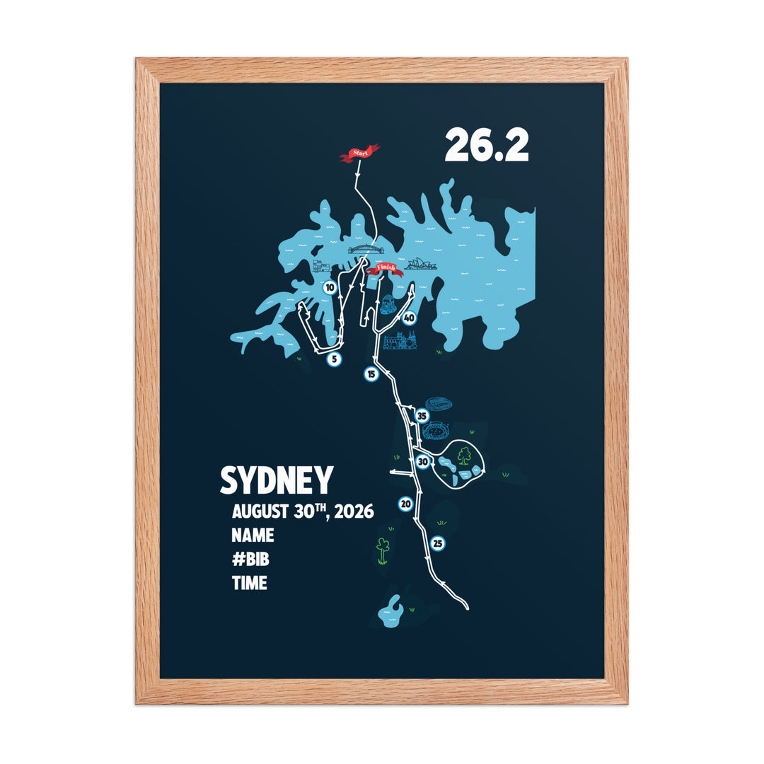 Sydney marathon personalized race poster and keepsake for runners