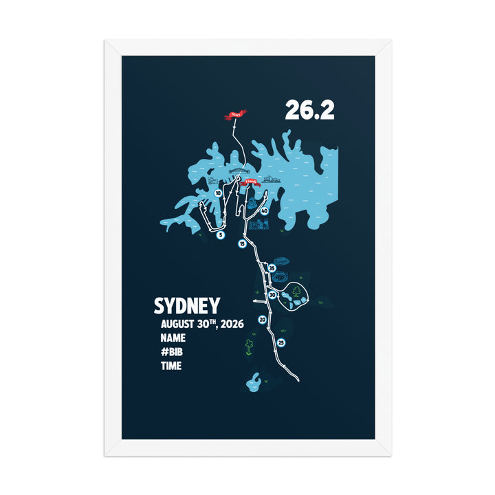 Personalized Sydney marathon gift featuring race course and runner details