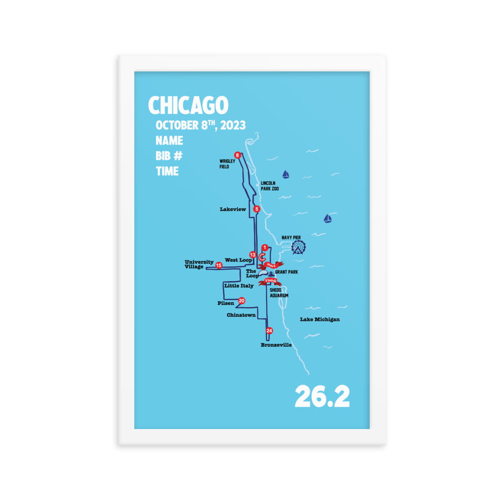 Chicago Marathon Gift - Custom Chicago Map 26.2 Marathon Race Route