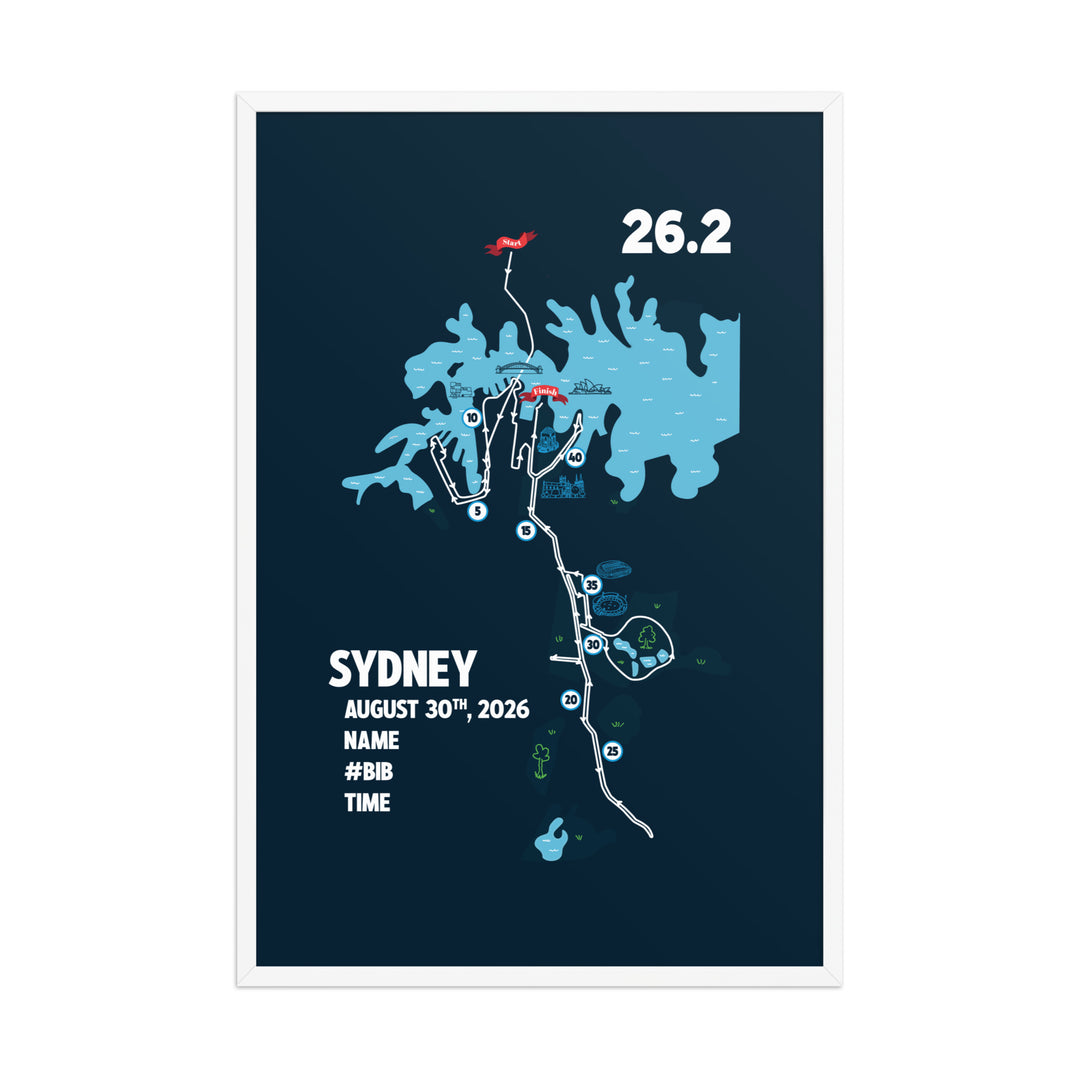 Personalized Sydney marathon poster and unique marathon gift for runners