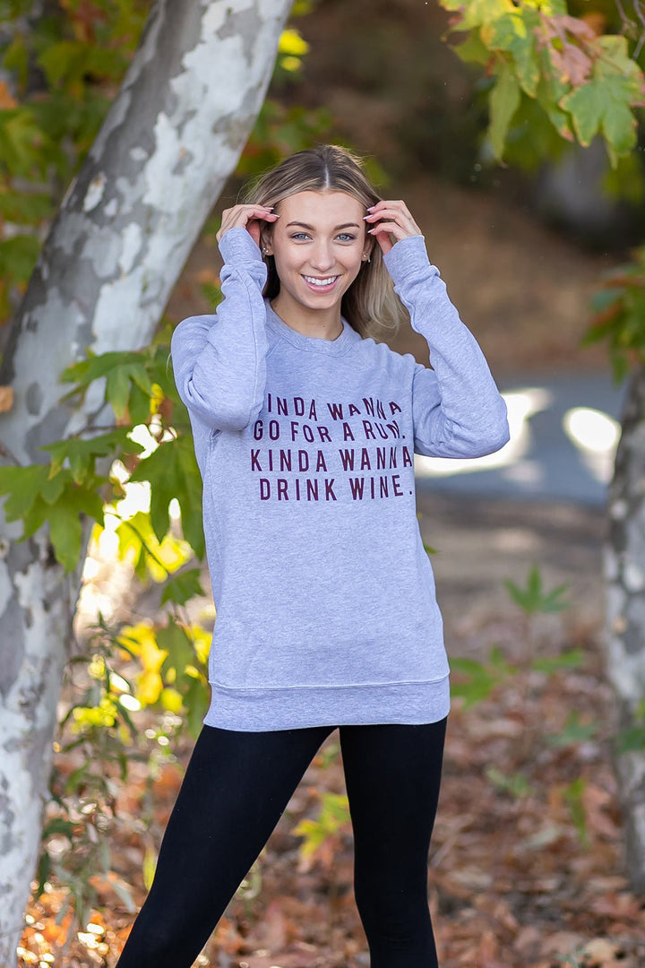 Sarah Marie Design Studio Sweatshirt Kinda Wanna Go For a Run, Kinda Wanna Drink Wine Sweatshirt