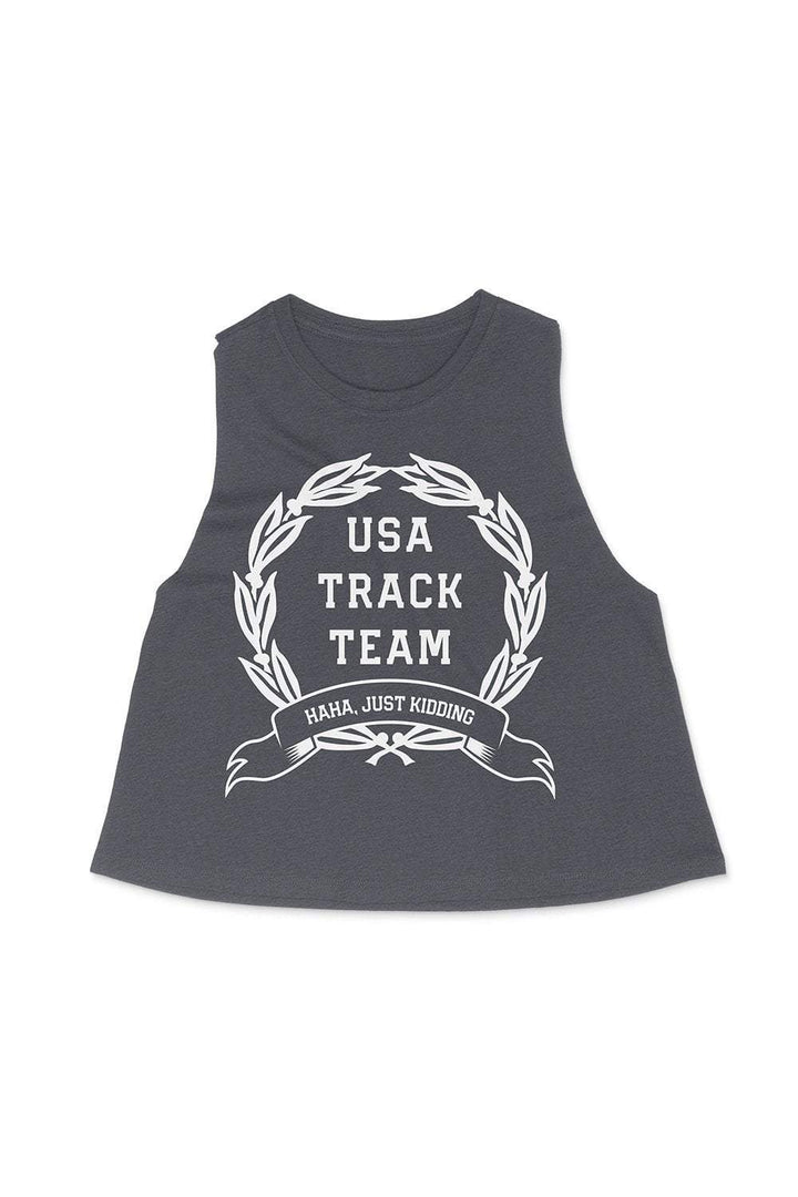 Sarah Marie Design Studio Crop Top Small / Heather Navy USA Track Team Crop Top