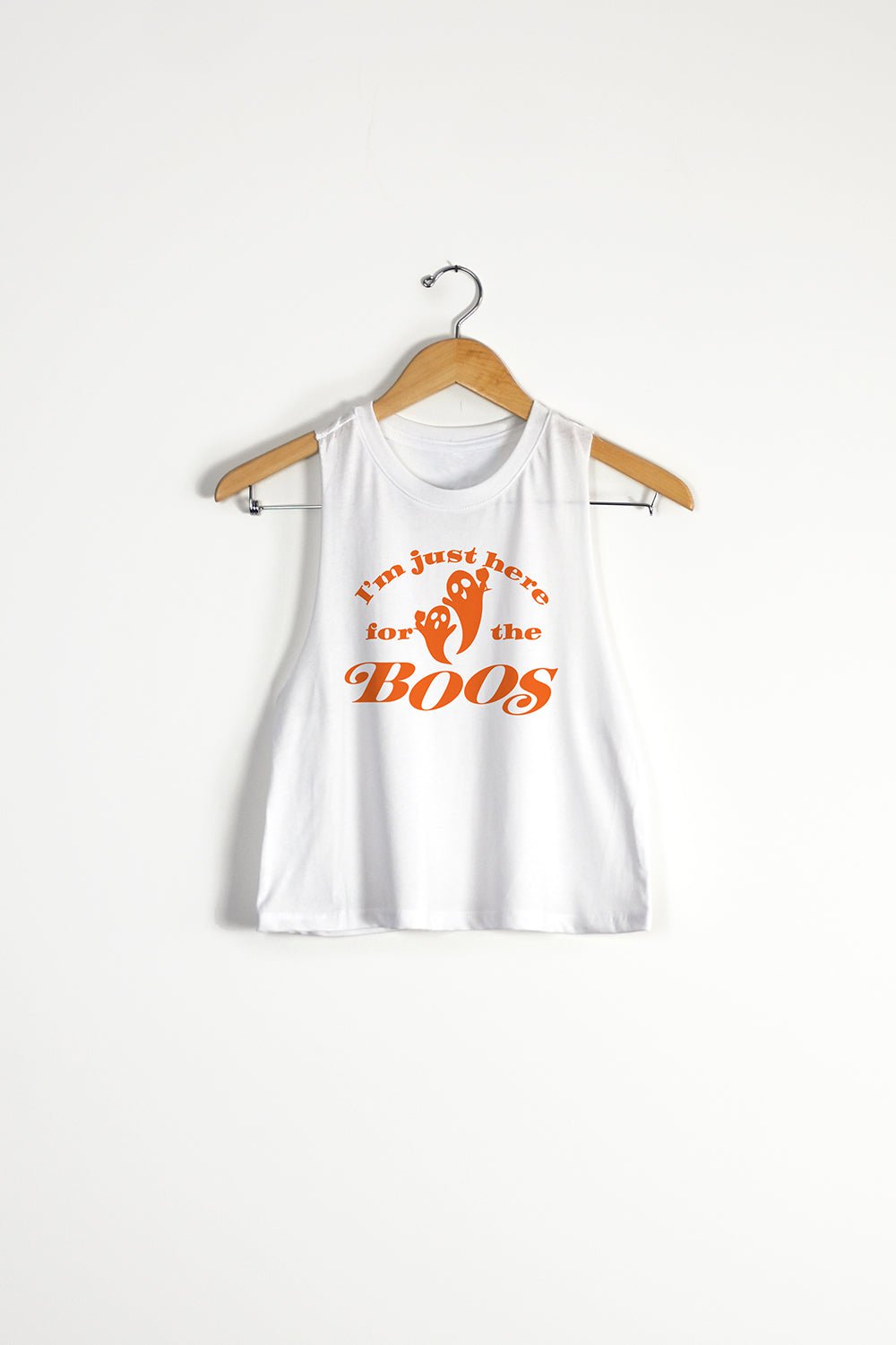 Sarah Marie Design Studio Crop Top Small / White Here for the Boos Racerback Crop Top