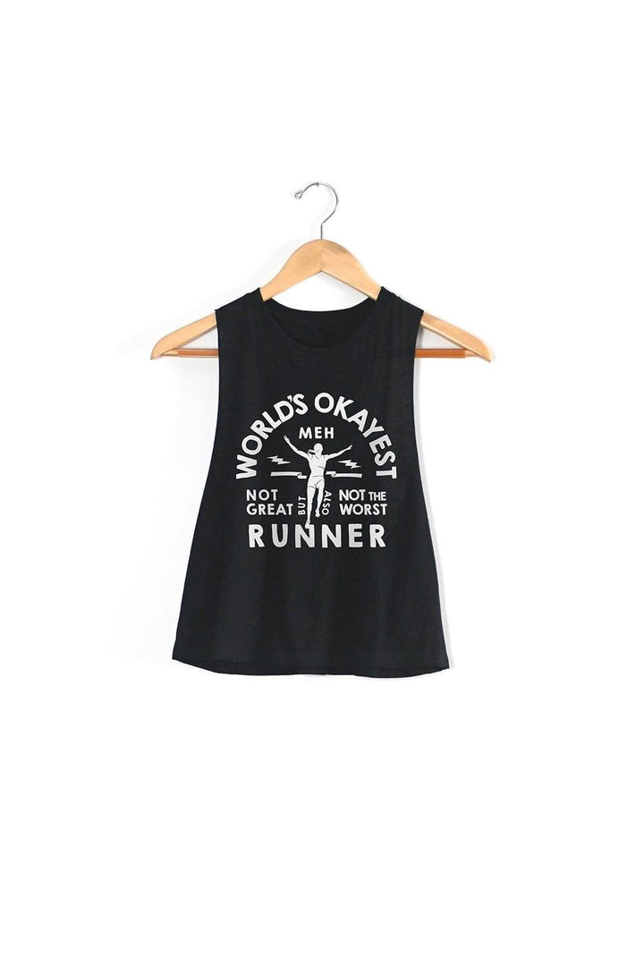 World's Okayest Runner Racerback Crop Top - Sarah Marie Running Co.