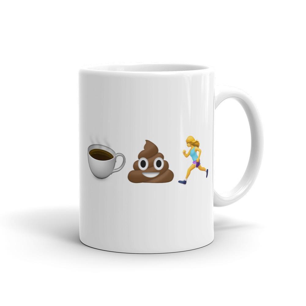 Sarah Marie Design Studio Mug 11oz / Yellow Coffee Poop Runner Girl - Emoji - Mug