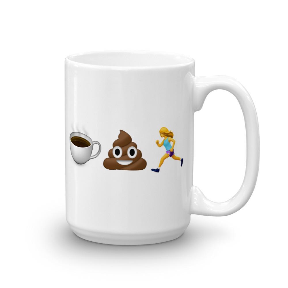 Sarah Marie Design Studio Mug 15oz / Yellow Coffee Poop Runner Girl - Emoji - Mug