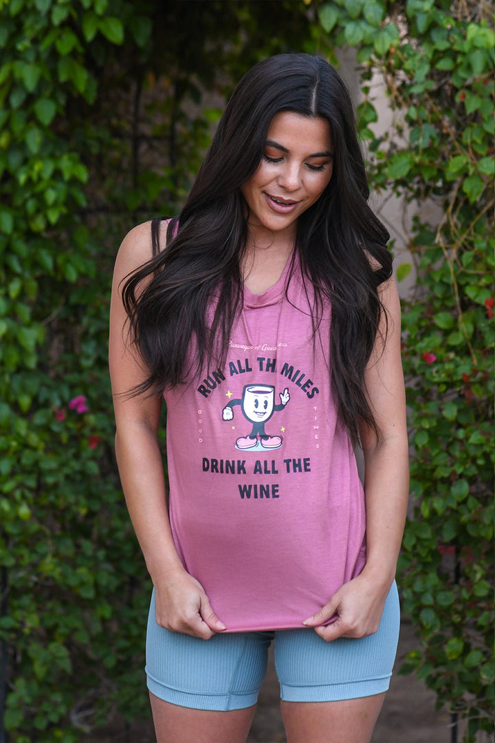 Sarah Marie Design Studio Run All The Miles, Drink All The Wine Muscle Tank