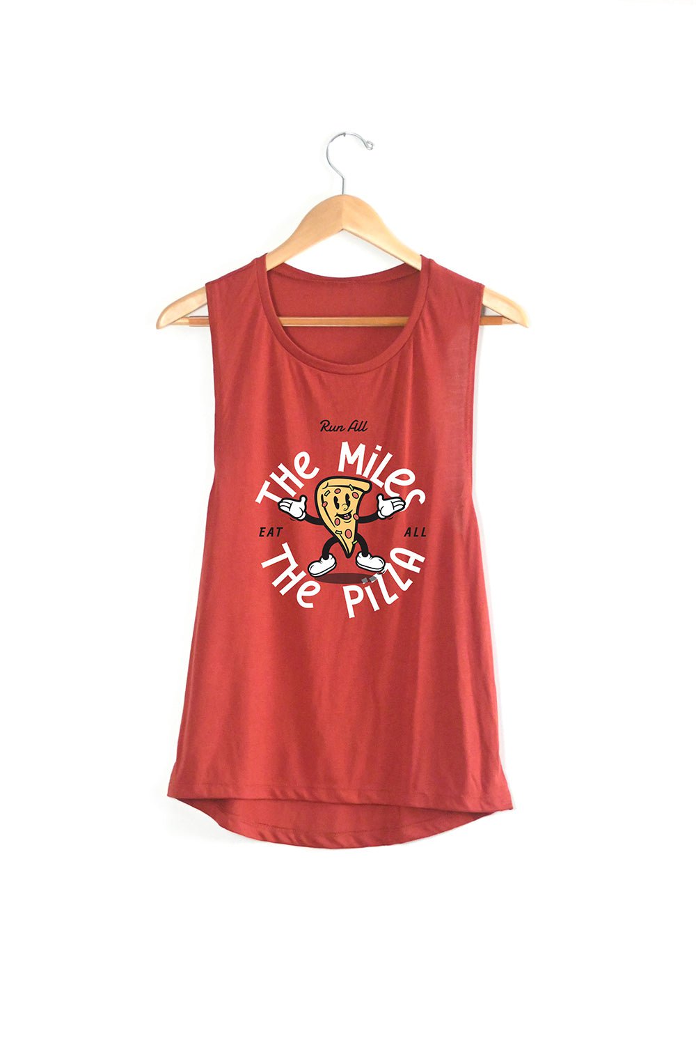 Sarah Marie Design Studio Small / Brick Run All The Miles, Eat All The Pizza Muscle Tank