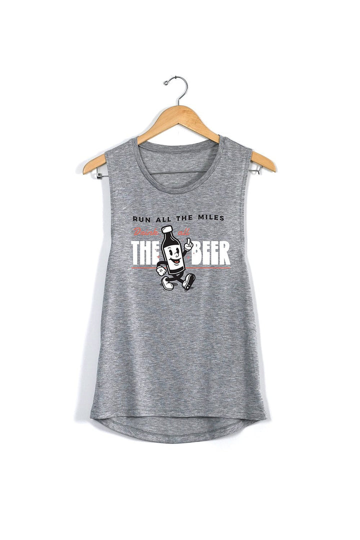 Sarah Marie Design Studio Small / Grey Run All The Miles, Drink All The Beer Muscle Tank