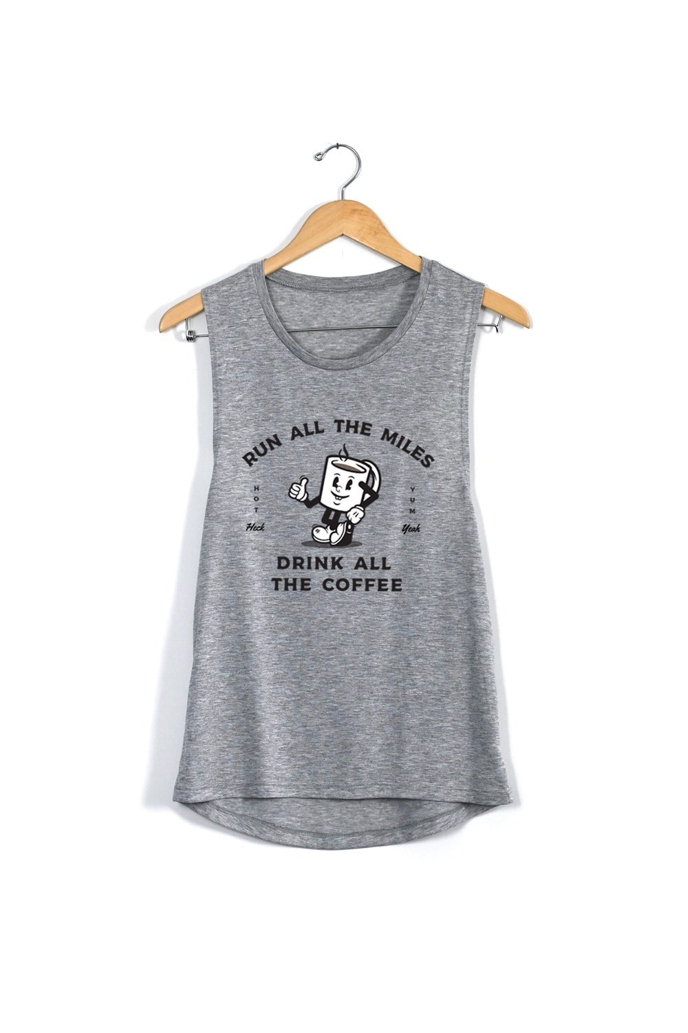 Sarah Marie Design Studio Small / Grey Run All The Miles, Drink All The Coffee Muscle Tank