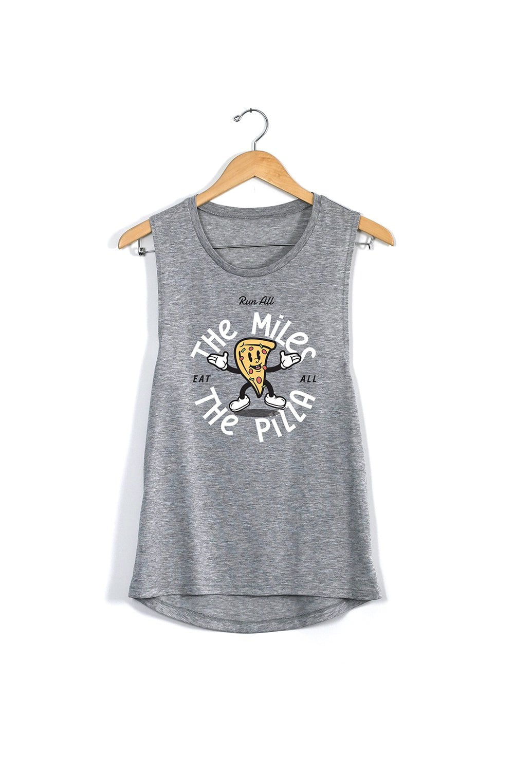 Sarah Marie Design Studio Small / Grey Run All The Miles, Eat All The Pizza Muscle Tank