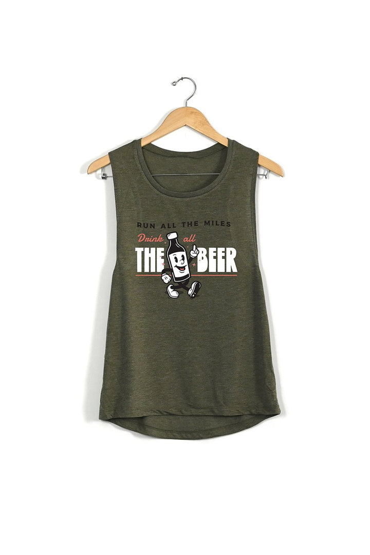Sarah Marie Design Studio Small / Olive Run All The Miles, Drink All The Beer Muscle Tank