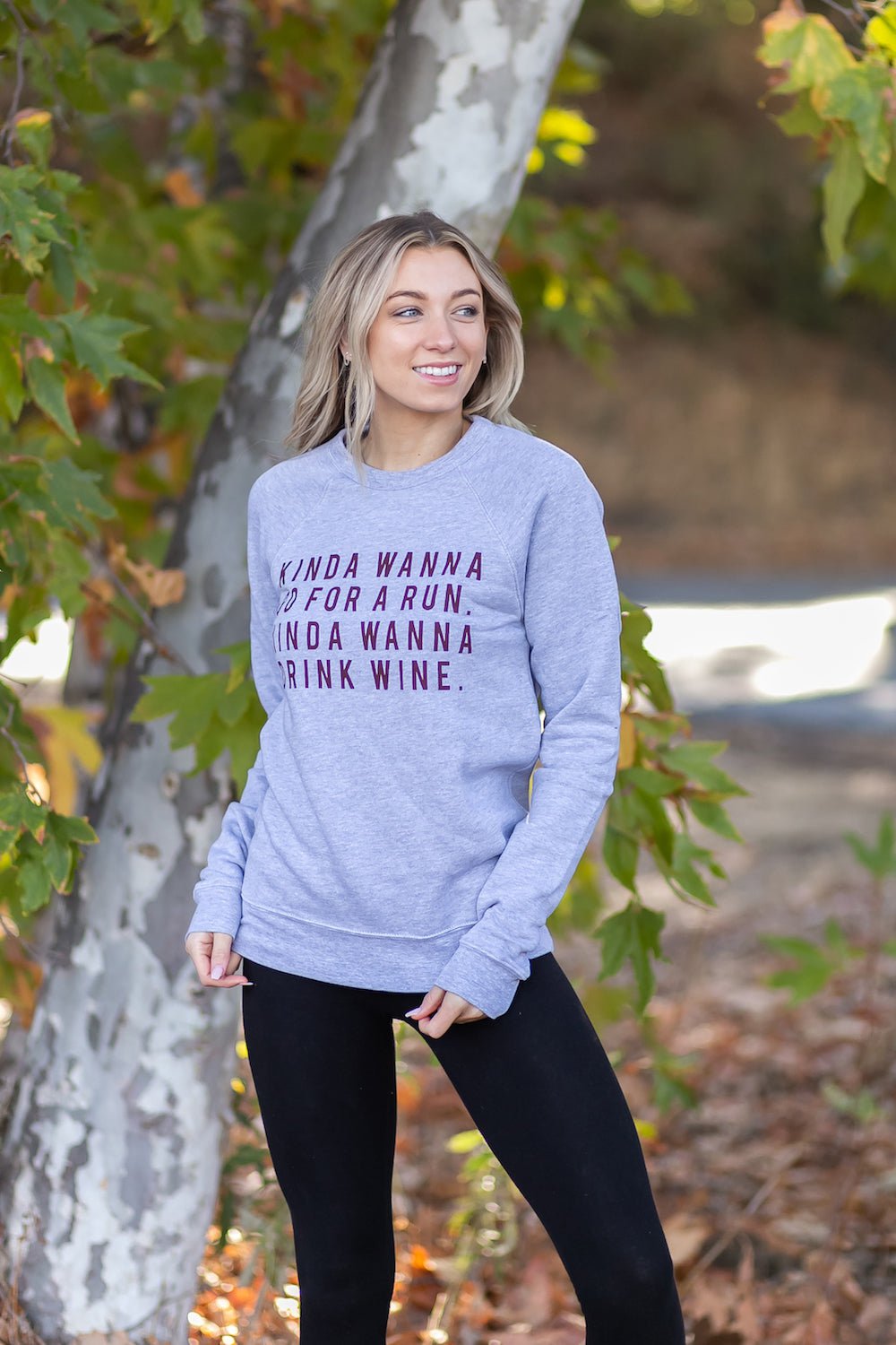 Sarah Marie Design Studio Sweatshirt Kinda Wanna Go For a Run, Kinda Wanna Drink Wine Sweatshirt