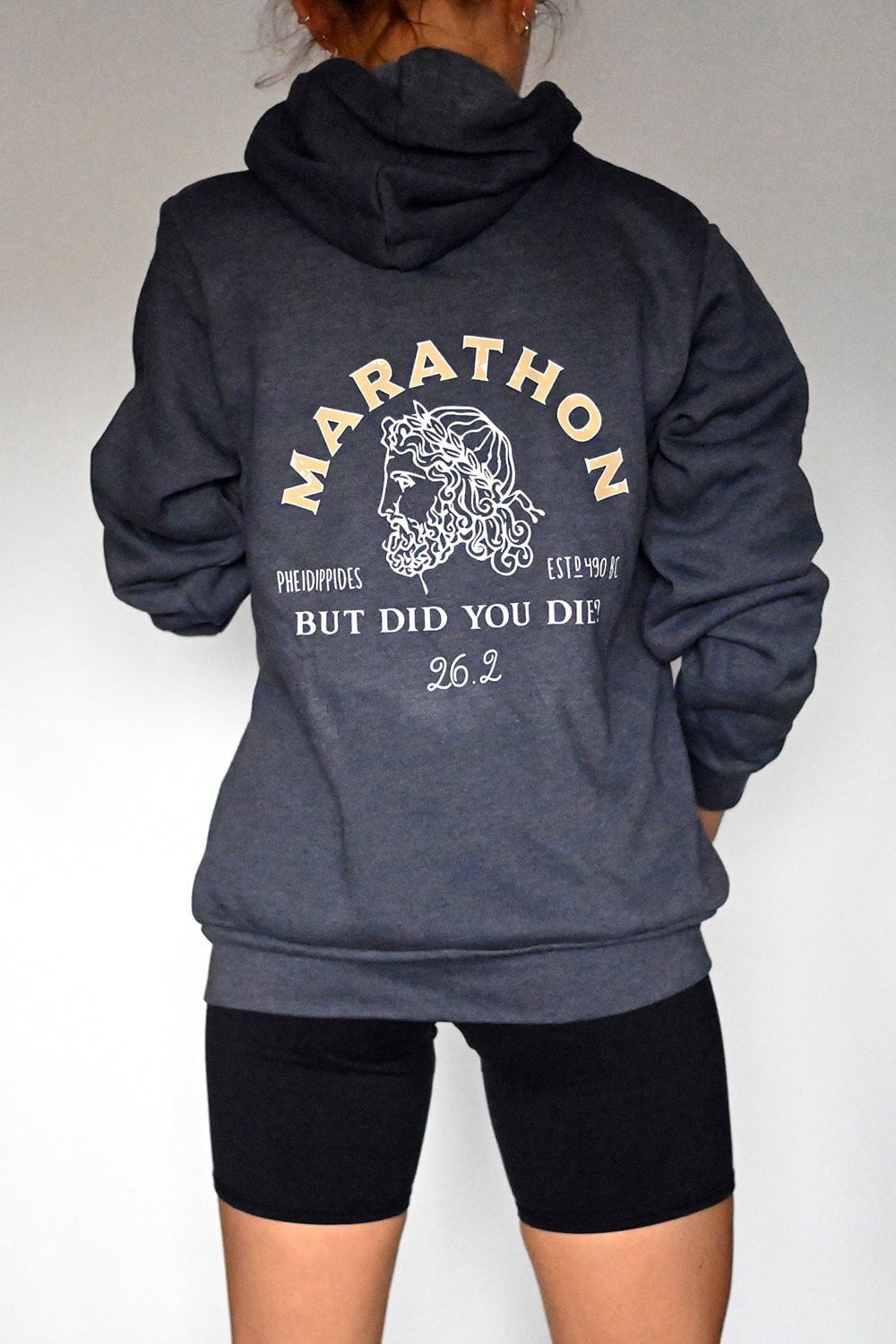 heather navy marathon hoodie