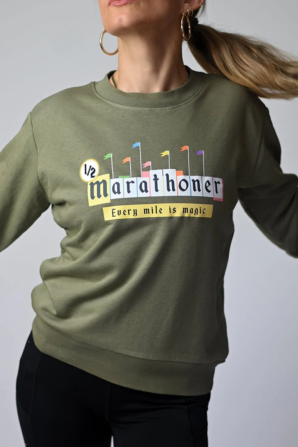 Sarah Marie Design Studio Sweatshirt XSmall / Military Green Disney Half Marathoner Sweatshirt