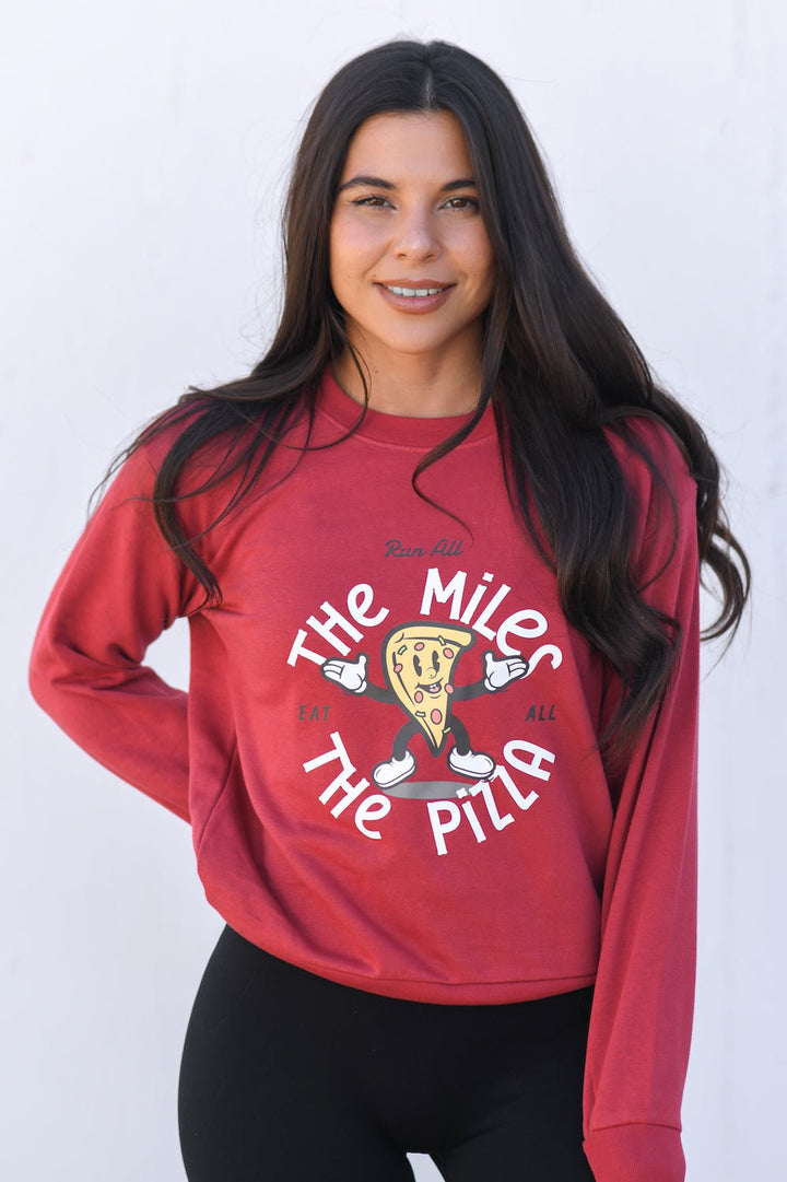 Sarah Marie Design Studio Sweatshirt XSmall Run All The Miles, Eat All The Pizza Women's Sweatshirt
