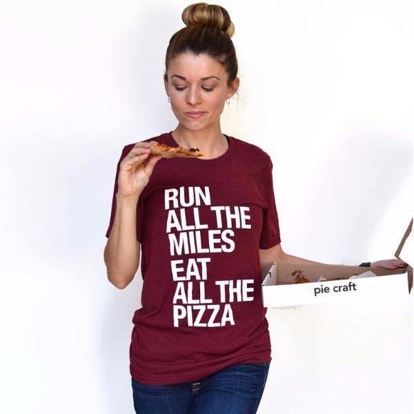 Sarah Marie Design Studio Unisex Tee Run All The Miles, Eat All The Pizza - Unisex