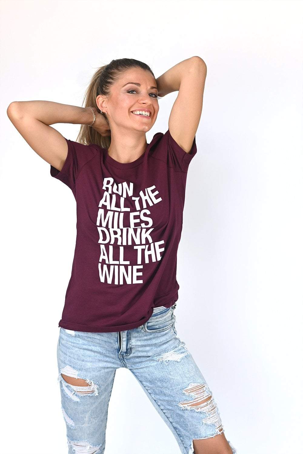 Run All The Miles, Drink All The Wine Women's T-Shirt - Sarah Marie Design Studio
