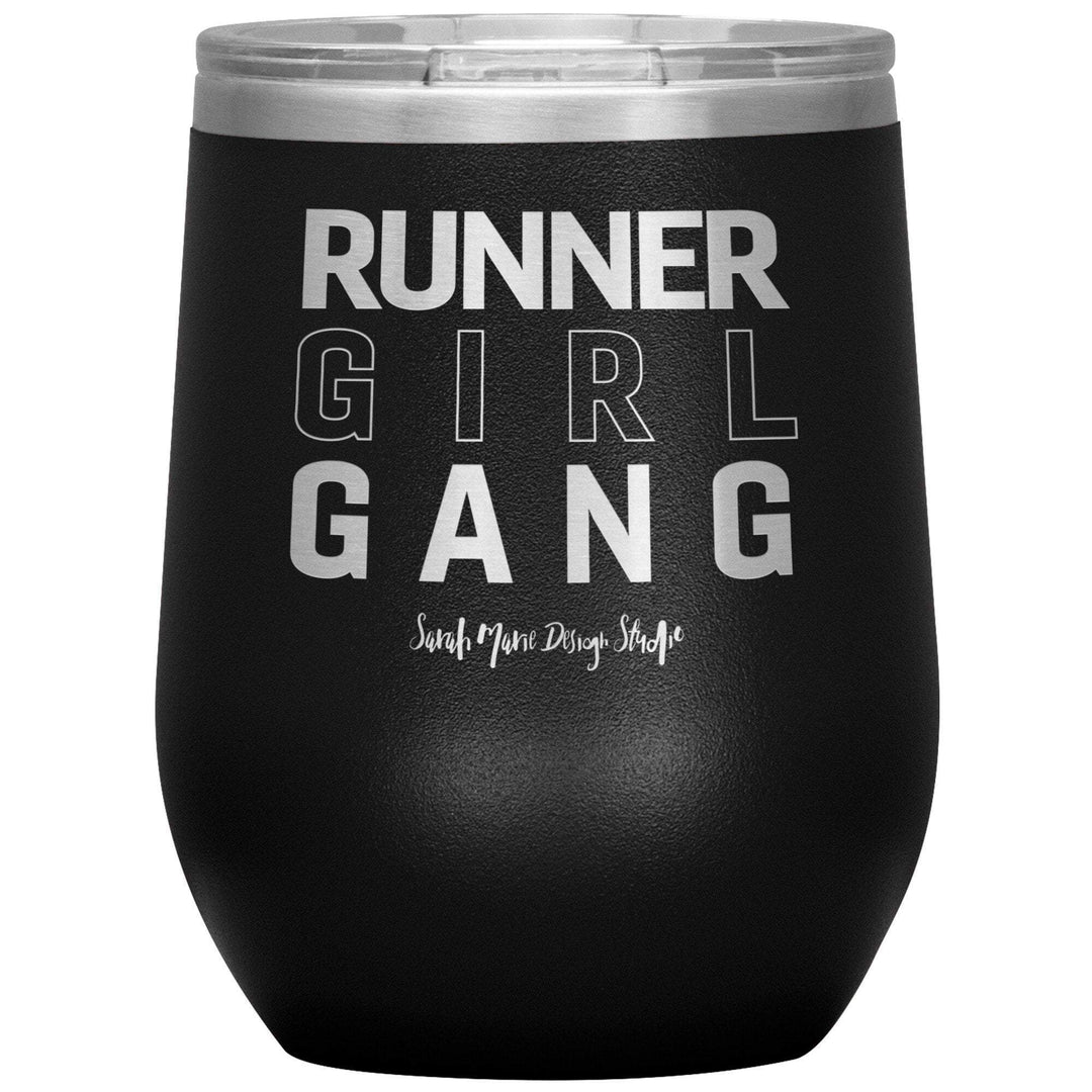 teelaunch Tumblers Black Runner Girl Gang Wine Tumbler