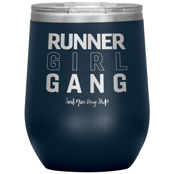 teelaunch Tumblers Navy Runner Girl Gang Wine Tumbler